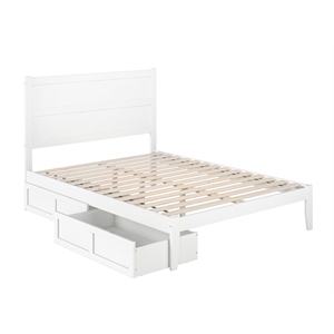 AFI NoHo Solid Wood Twin Bed with 2 Drawers in White