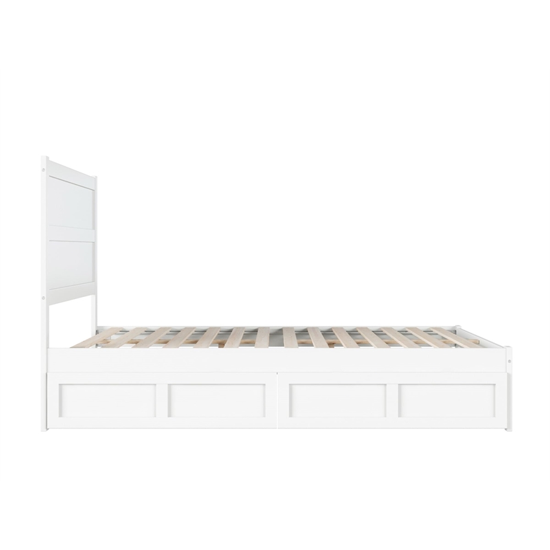 AFI NoHo Solid Wood Twin Bed with 2 Drawers in White
