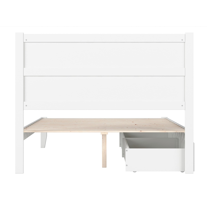 AFI NoHo Solid Wood Twin Bed with 2 Drawers in White