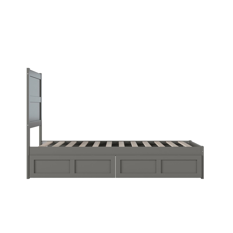 AFI NoHo Solid Wood Twin Bed with 2 Drawers in Grey