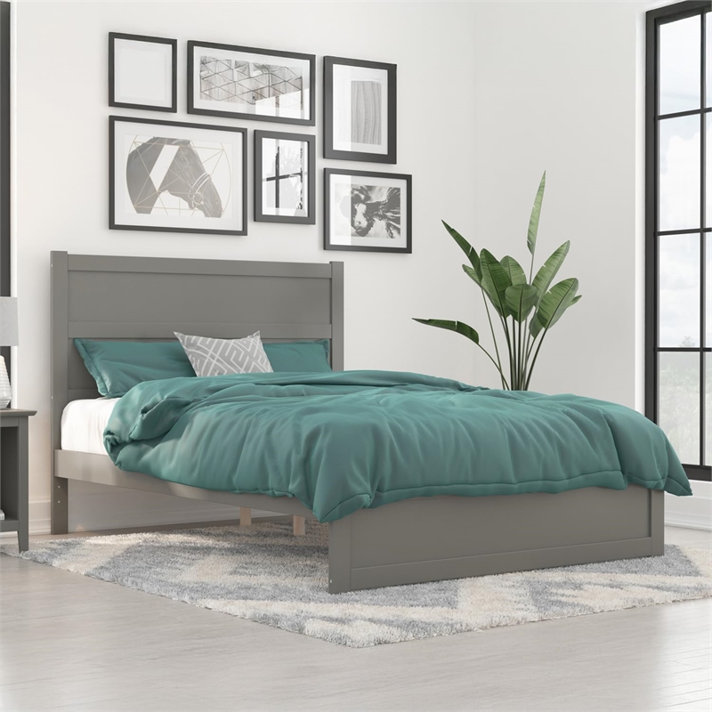 AFI NoHo Farmhouse Wood Queen Bed with Footboard in Grey