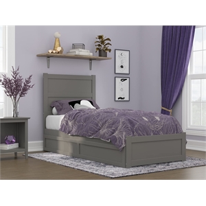 AFI NoHo Wood Twin XL Bed with Footboard/Twin XL Trundle in Grey