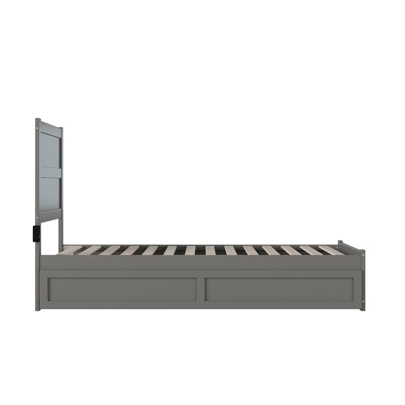 AFI NoHo Wood Twin XL Bed with Footboard/Twin XL Trundle in Grey