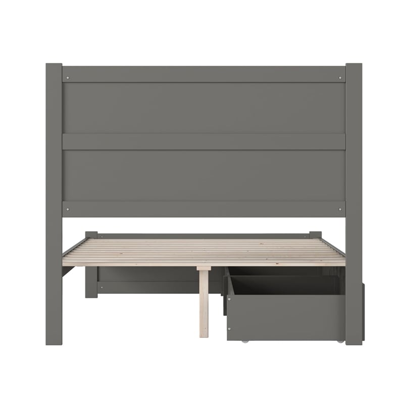 AFI NoHo Wood Full Bed with Footboard and 2 Drawers in Grey