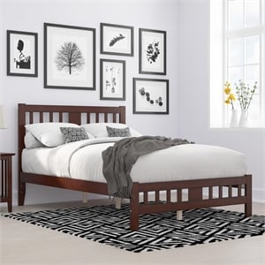 AFI Tahoe Contemporary Wood Full Platform Bed with Footboard in Walnut