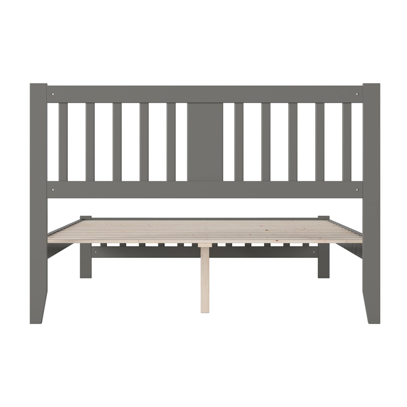 AFI Tahoe Solid Wood Queen Platform Bed with Footboard in Grey