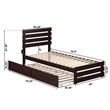 AFI Oxford Solid Wood Twin XL Bed w/ Footboard &  Twin XL Trundle in Espresso