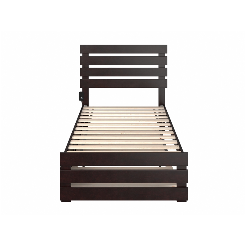 AFI Oxford Wood Twin Bed with Footboard and Twin Trundle in Espresso
