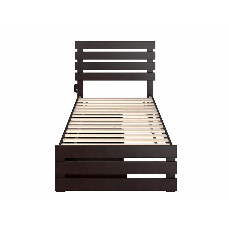 AFI Oxford Solid Wood Twin XL Bed w/ Footboard & Drawers in Espresso