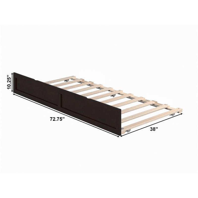 AFI Solid Wood Modern Twin Sized Panel Trundle in Espresso Brown