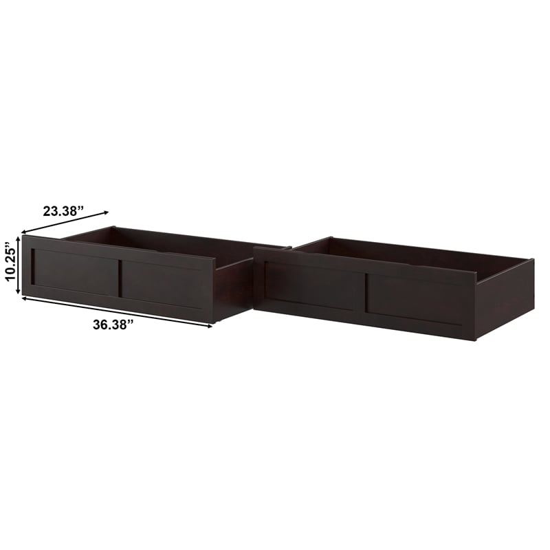 AFI Underbed Accessory Modern Wood Drawers in Espresso (Set of 2)