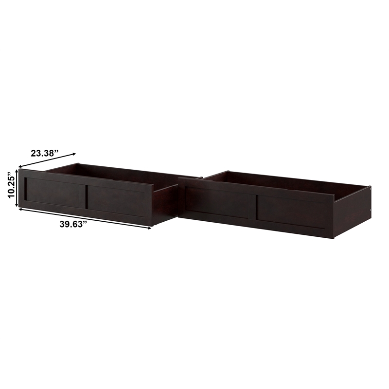 AFI Underbed Drawers Twin XL/Queen/King Wood Drawers in Espresso (Set of 2)