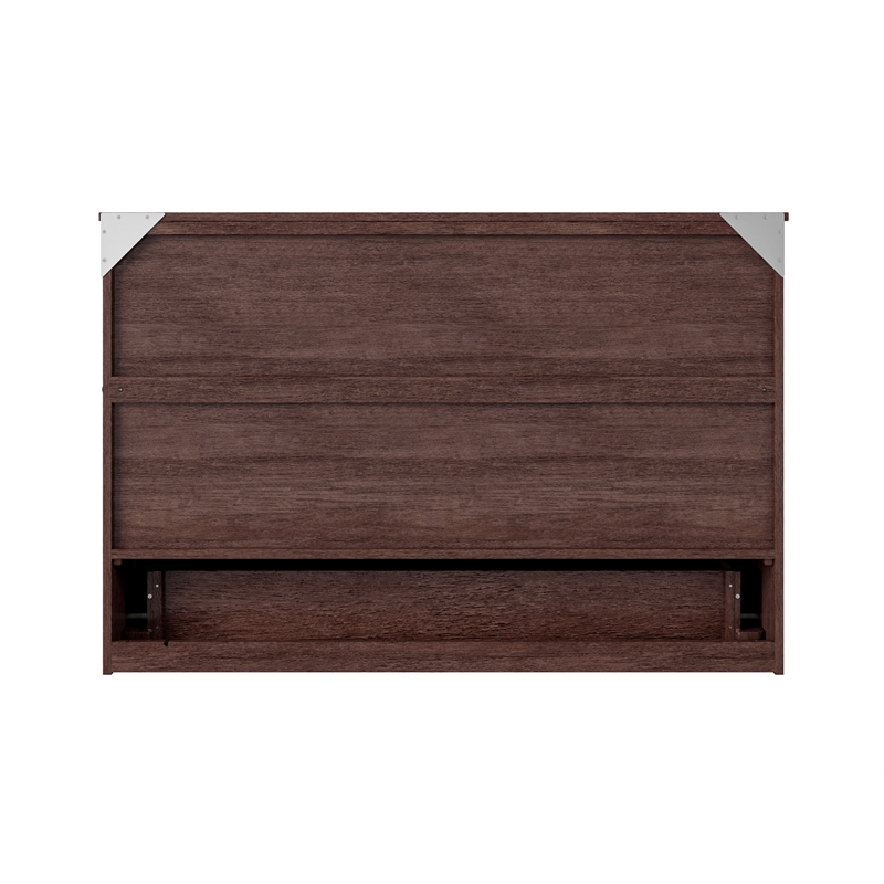 Northfield Queen Solid Wood Modern Murphy Bed Chest with Mattress in Burnt Amber