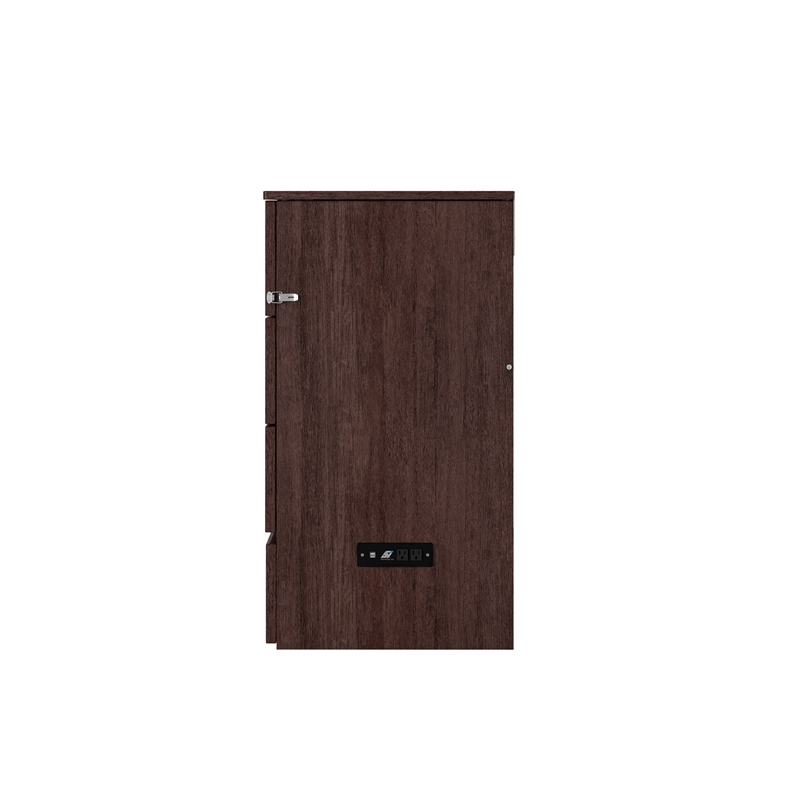 Northfield Queen Solid Wood Modern Murphy Bed Chest with Mattress in Burnt Amber