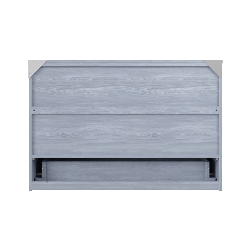 Northfield Queen Solid Wood Modern Murphy Bed Chest with Mattress in Driftwood