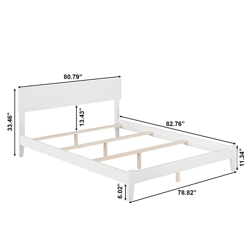 Orlando King Solid Wood Foundation Bed in White