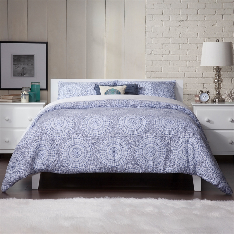 Orlando King Wood Platform Bed with Modern Panel Headboard in White