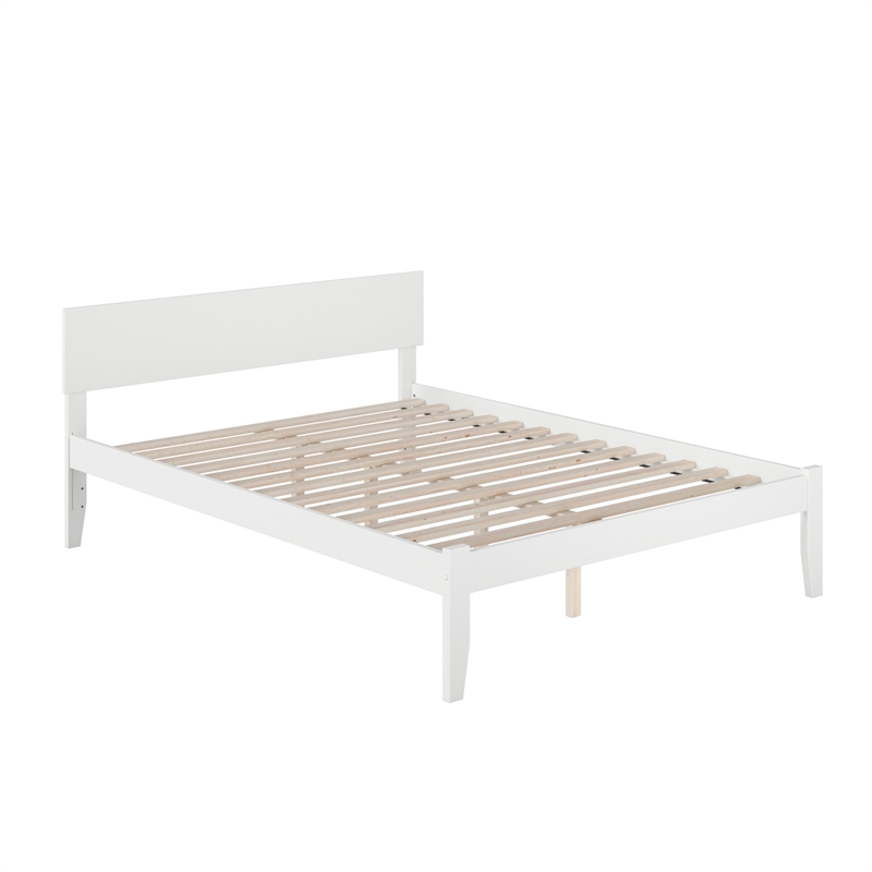 Orlando King Wood Platform Bed with Modern Panel Headboard in White