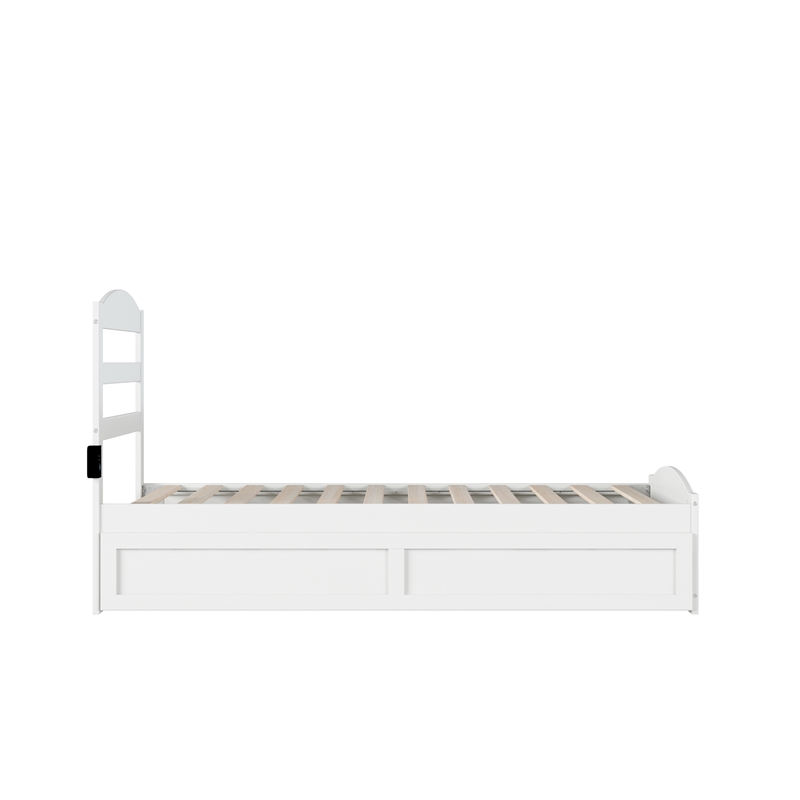 AFI Warren Solid Wood Twin Bed w/ Footboard & Twin Trundle in White