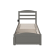 AFI Warren Solid Wood Twin Bed w/ Footboard & Twin Trundle in Gray