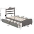 AFI Warren Solid Wood Twin Bed w/ Footboard & Twin Trundle in Gray