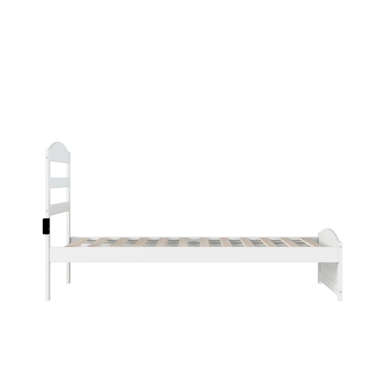 AFI Warren Solid Wood Twin Bed with Footboard and USB Charger in White
