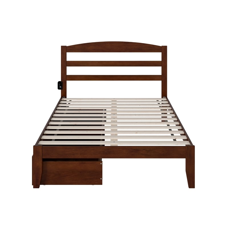 AFI Warren Solid Wood Traditional Full Bed w/ 2 Drawers in Walnut
