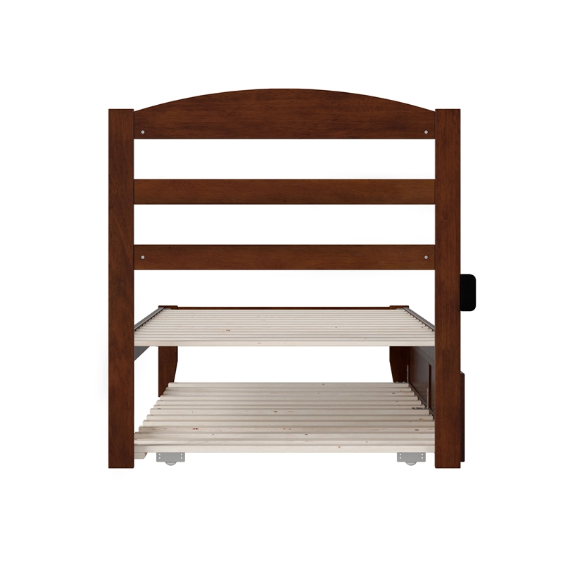 AFI Warren Solid Wood Twin XL Bed w/ Twin XL Trundle in Walnut