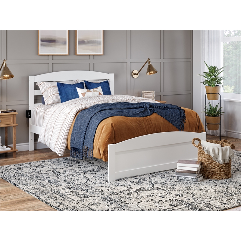 AFI Warren Solid Wood Queen Bed with Footboard in White