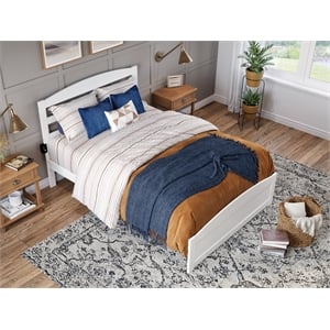 AFI Warren Solid Wood Queen Bed with Footboard in White
