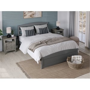 AFI Warren Solid Wood Queen Bed with Footboard in Gray