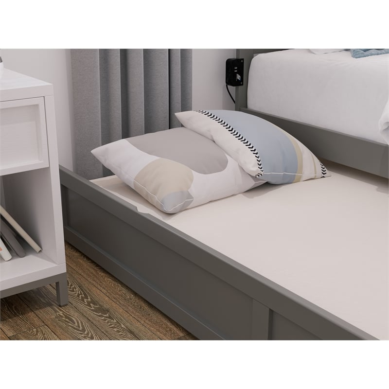 AFI Warren Solid Wood Traditional Twin XL Bed w/ Twin XL Trundle in Gray