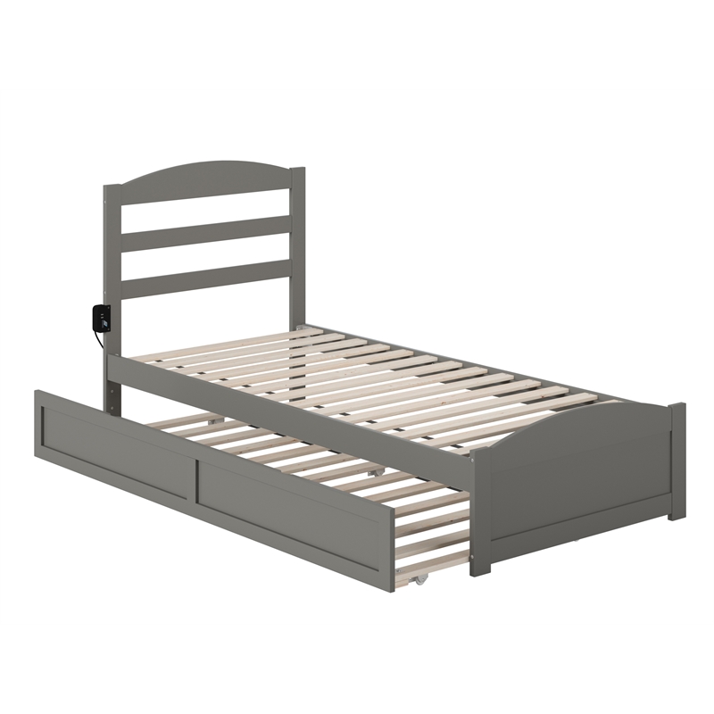 AFI Warren Solid Wood Traditional Twin XL Bed w/ Twin XL Trundle in Gray