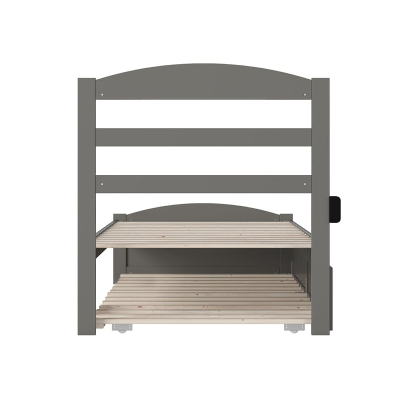 AFI Warren Solid Wood Traditional Twin XL Bed w/ Twin XL Trundle in Gray
