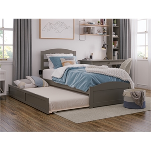 AFI Warren Solid Wood Traditional Twin XL Bed w/ Twin XL Trundle in Gray
