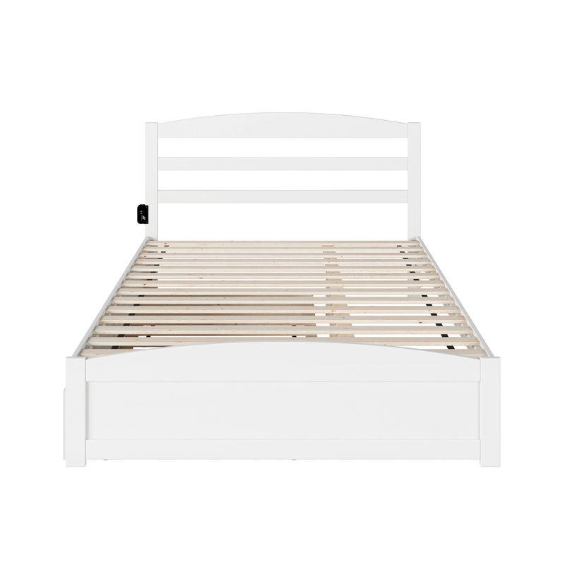 AFI Warren Solid Wood Queen Traditional Bed w/ Twin XL Trundle in White
