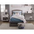 AFI Warren Solid Wood Twin Bed with 2 Storage Drawers in Gray