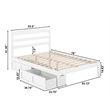AFI Warren Solid Wood Full Bed with 2 Storage Drawers in White