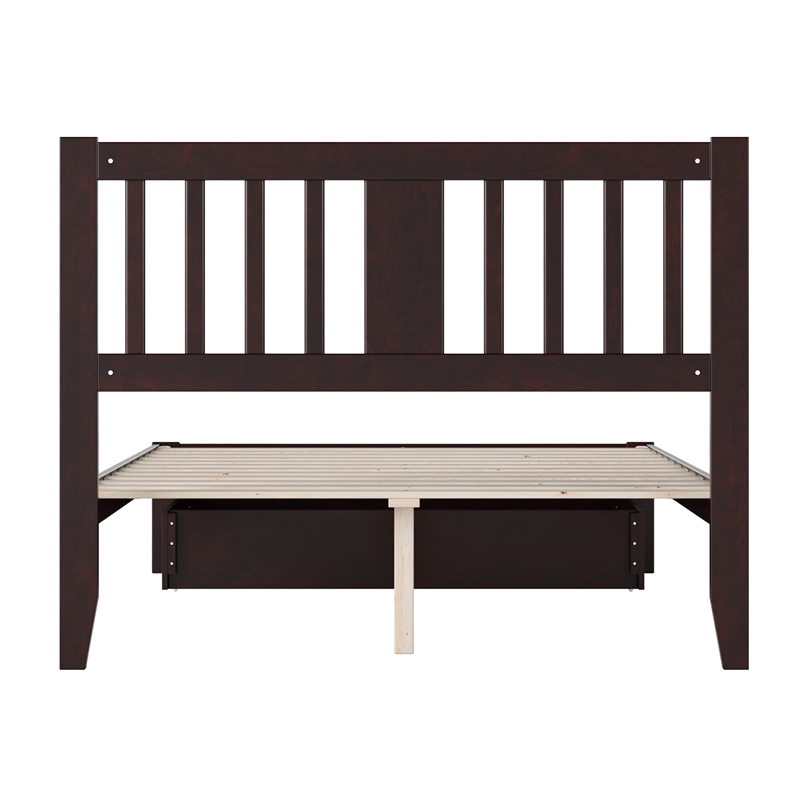 AFI Tahoe Full Solid Wood Platform Bed w/Foot Drawer in Espresso