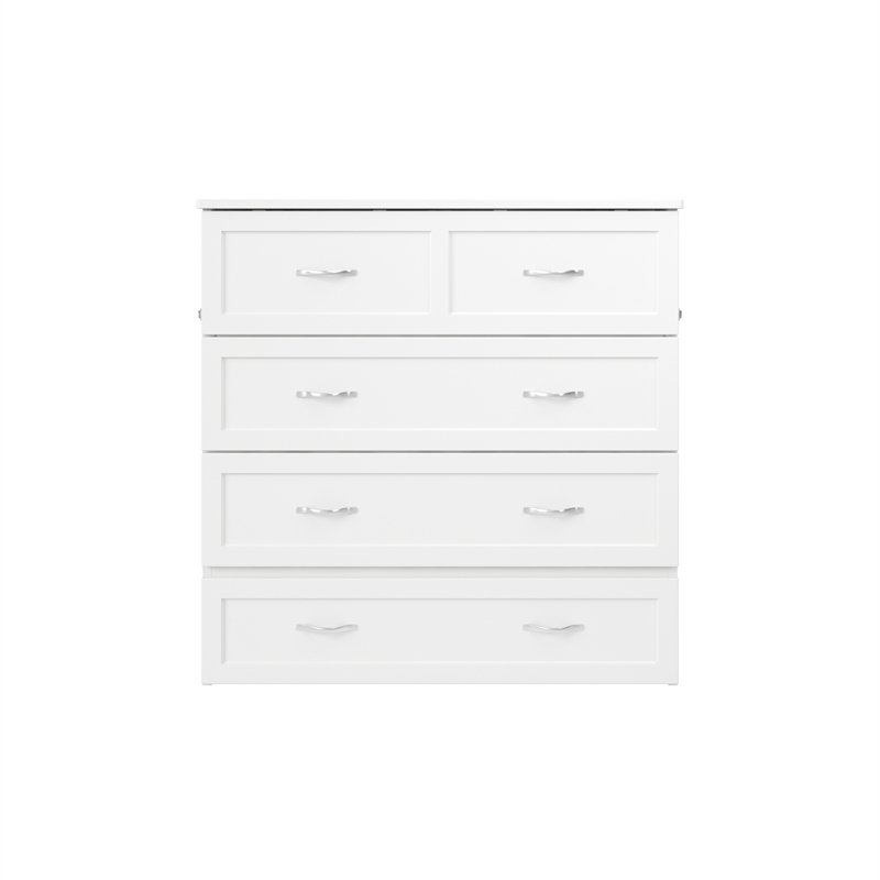 Northfield Twin XL Solid Wood Modern Murphy Bed Chest with Mattress in White