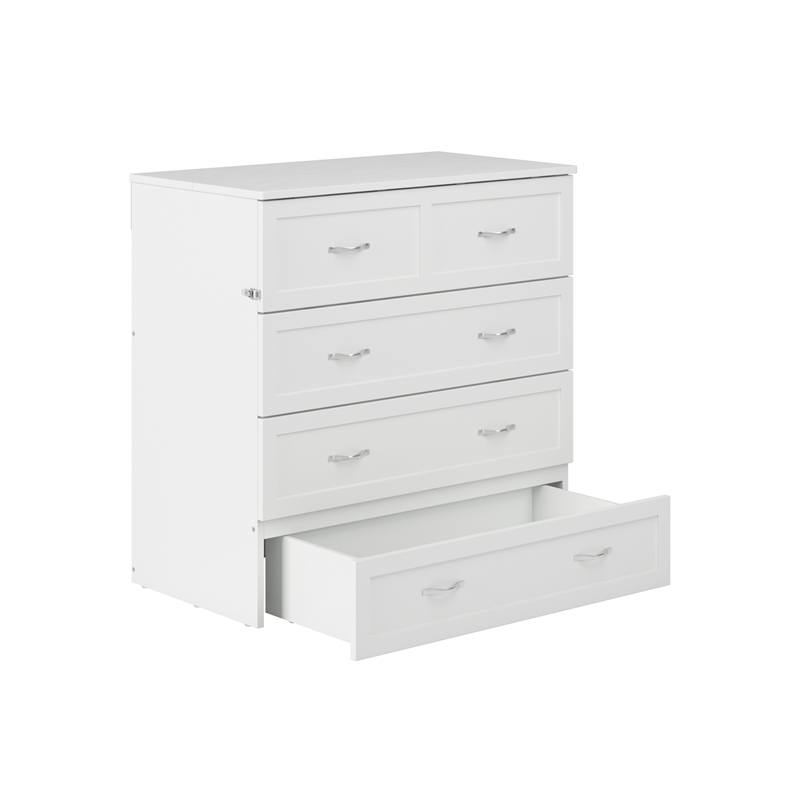Northfield Twin XL Solid Wood Modern Murphy Bed Chest with Mattress in White