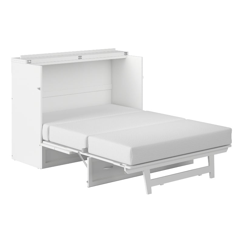 Northfield Full Solid Wood Modern Murphy Bed Chest with Mattress in White