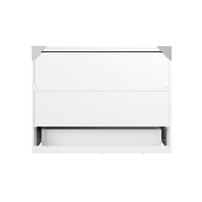 Northfield Full Solid Wood Modern Murphy Bed Chest with Mattress in White