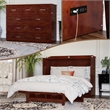 Northfield Full Solid Wood Modern Murphy Bed Chest with Mattress in Walnut