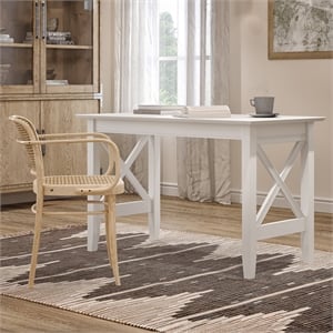 AFI 48&quot Solid Wood X Design Writing Desk with USB Charger in White