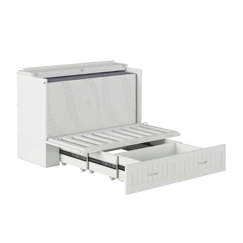 AFI Southampton Murphy Modern Solid Wood Full Bed Chest with Mattress in White