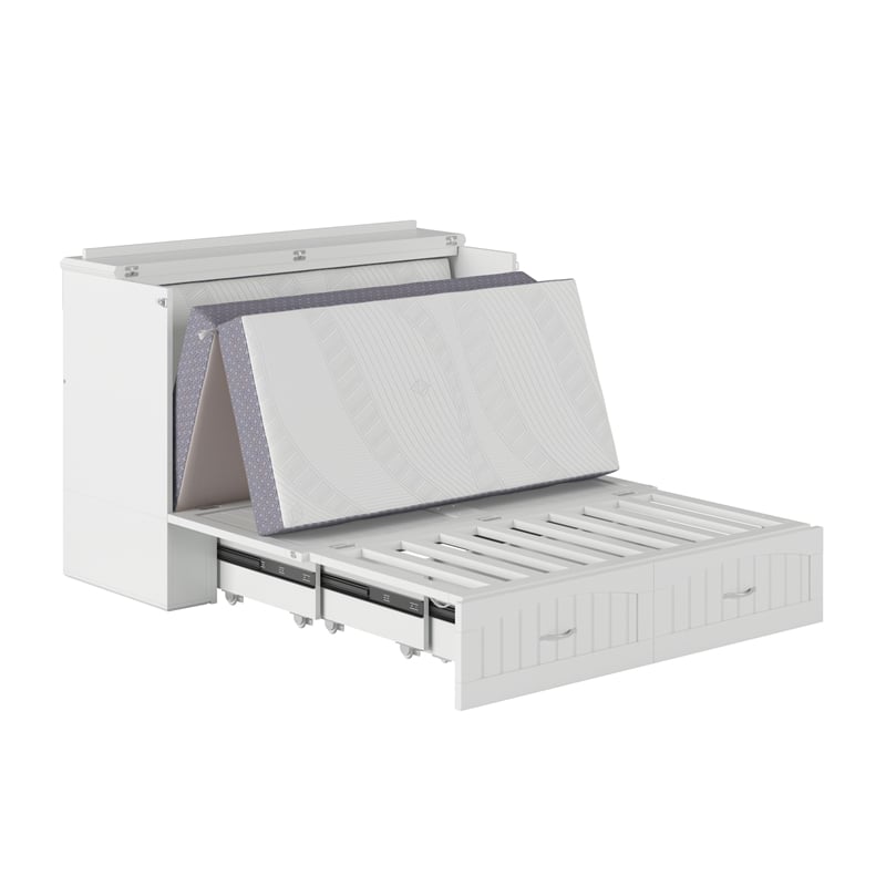 AFI Southampton Murphy Modern Solid Wood Full Bed Chest with Mattress in White