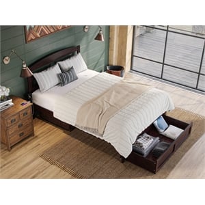 Warren Solid Wood Platform Bed with Foot Drawer Full in Espresso