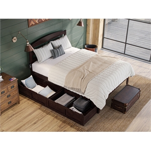 Warren Solid Wood Platform Bed with Storage Drawers Set of 2 Full Espresso