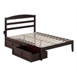 Warren Solid Wood Platform Bed with Storage Drawers Set of 2 Full Espresso